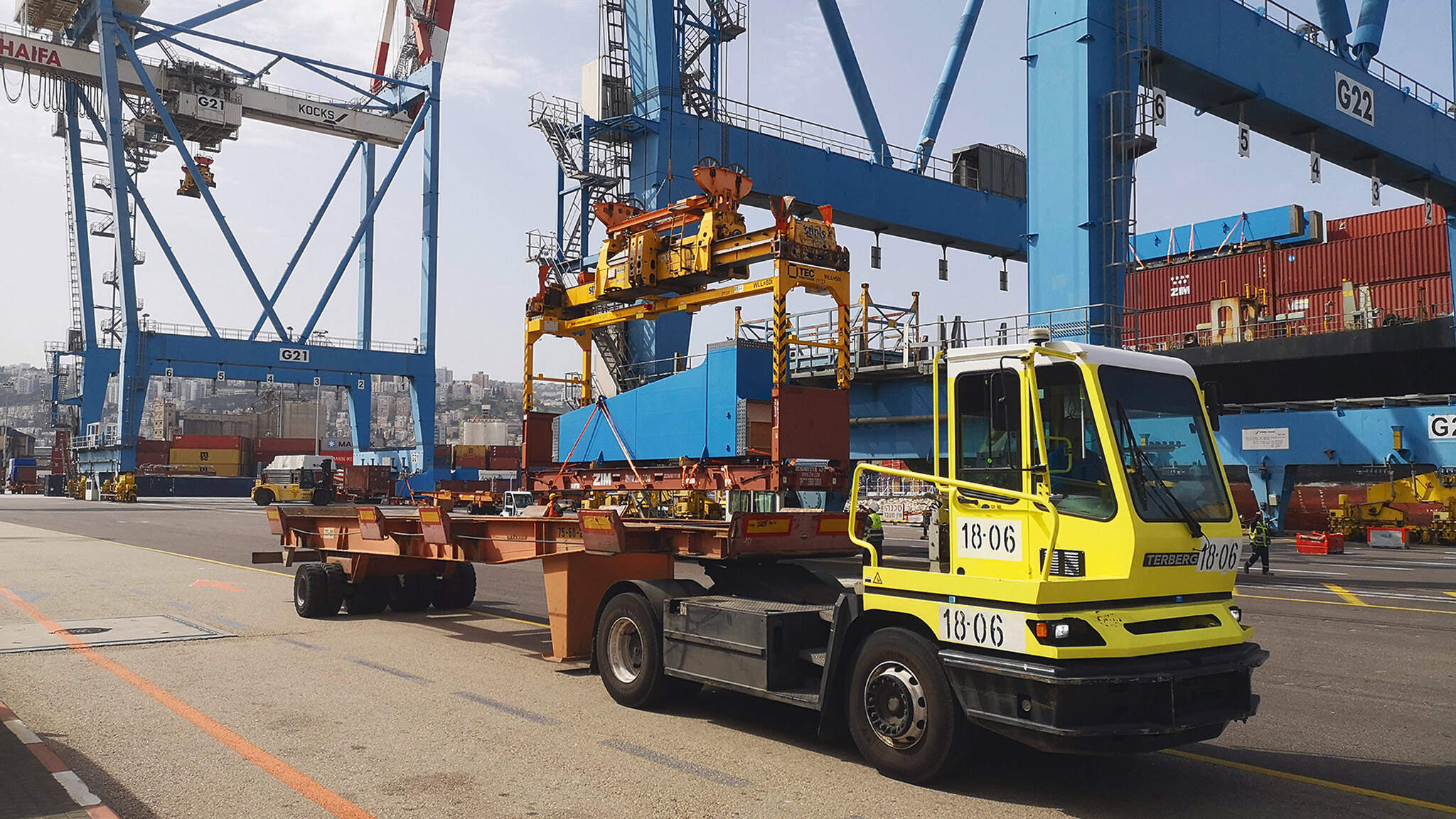 Movimiento de los contenedores gigantes. (Imagen: ICL) Movimiento de los contenedores gigantes. (Imagen: ICL)